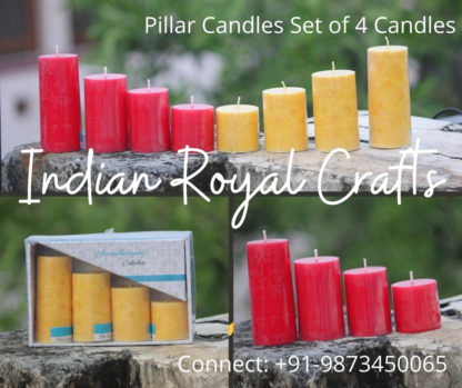 Pillar Candle Set of 4 - Marble Finish - MOQ 75Sets