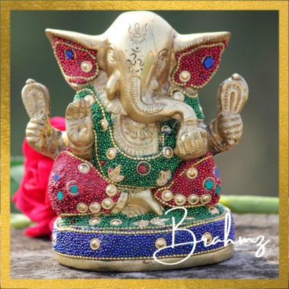Brass Ganesh with bead work -Sitting Ganesh MOQ 5pcs