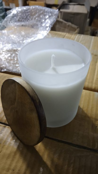 Candles - 4X3in Glass Jar Candle with wooden LID