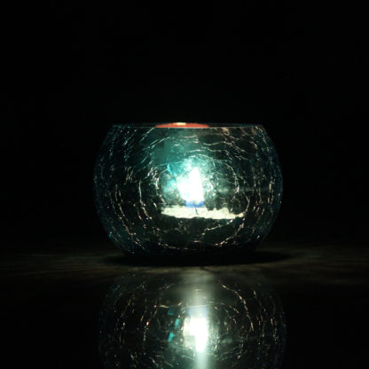Glass Candle Holder| Mosaic Glass votive |Crackle Blue