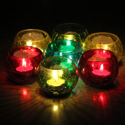 Glass Candle Holder| Mosaic Glass votive |Crackle Red - Image 3