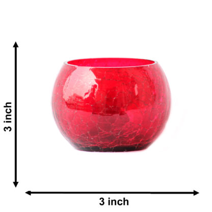 Glass Candle Holder| Mosaic Glass votive |Crackle Red - Image 4