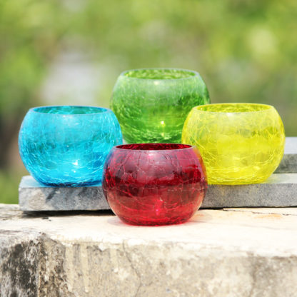 Glass Candle Holder| Mosaic Glass votive |Crackle Red - Image 2