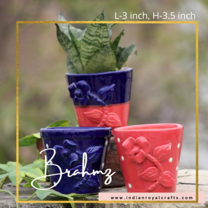 Ceramic Planters| Glass Pot Bowl with Flower shape-3.5 Inch