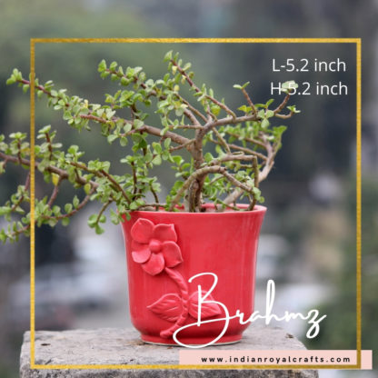 Ceramic Planters| Round Pot Bowl with Flower shape-5.5 inch