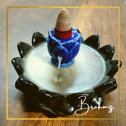 Ceramic Backflow Incense Holder Lotus Base with Flower-MOQ-50pcs