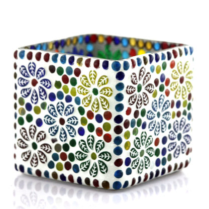 Glass Candle Holder| Mosaic Glass votive | PD-N51 - Square 3Inch