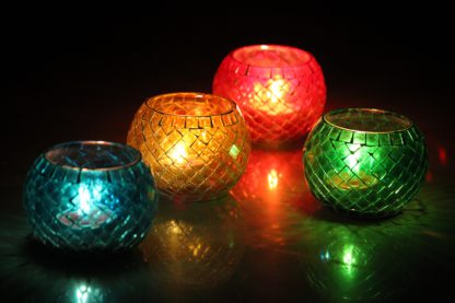 Glass Candle Holder| Mosaic Glass votive | PD-N49 (Set of 4 Pcs)