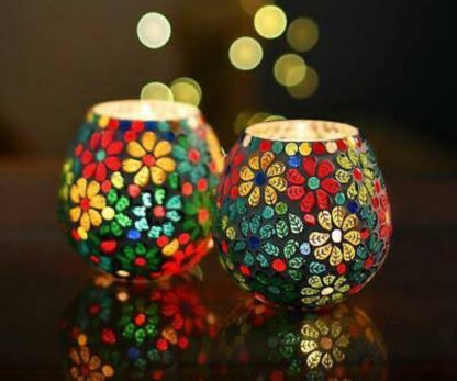 Glass Candle Holder| Mosaic Glass votive | U shape PD-N15