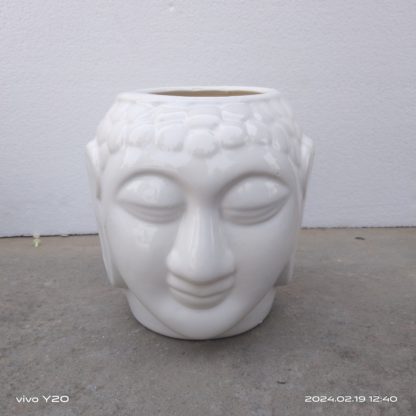Brahmz ceramic big Buddha planter white