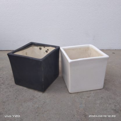 Brahmz ceramic planter square white and black - Image 2